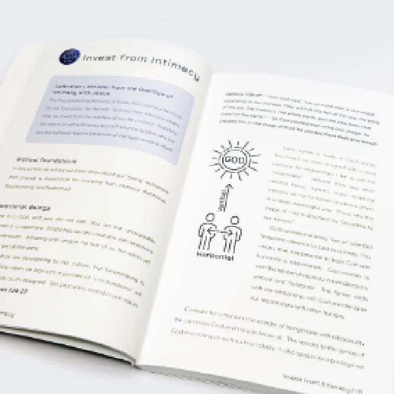 'Invest from Intimacy' interior spread with relational diagrams and ornament